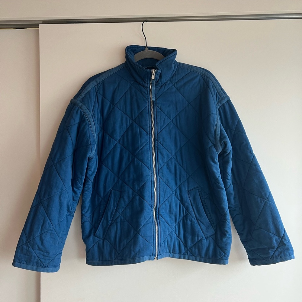 Gap Quilted Blue Cotton Zip-Up Quilted Jacket